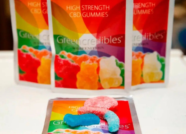 Gummy worm sweets containing CBD (cannabidiol)